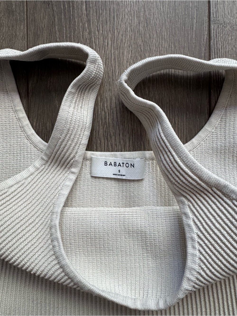 Babaton Ribbed Square-Neck Crop Tank - Ivory - Picture 2 of 2